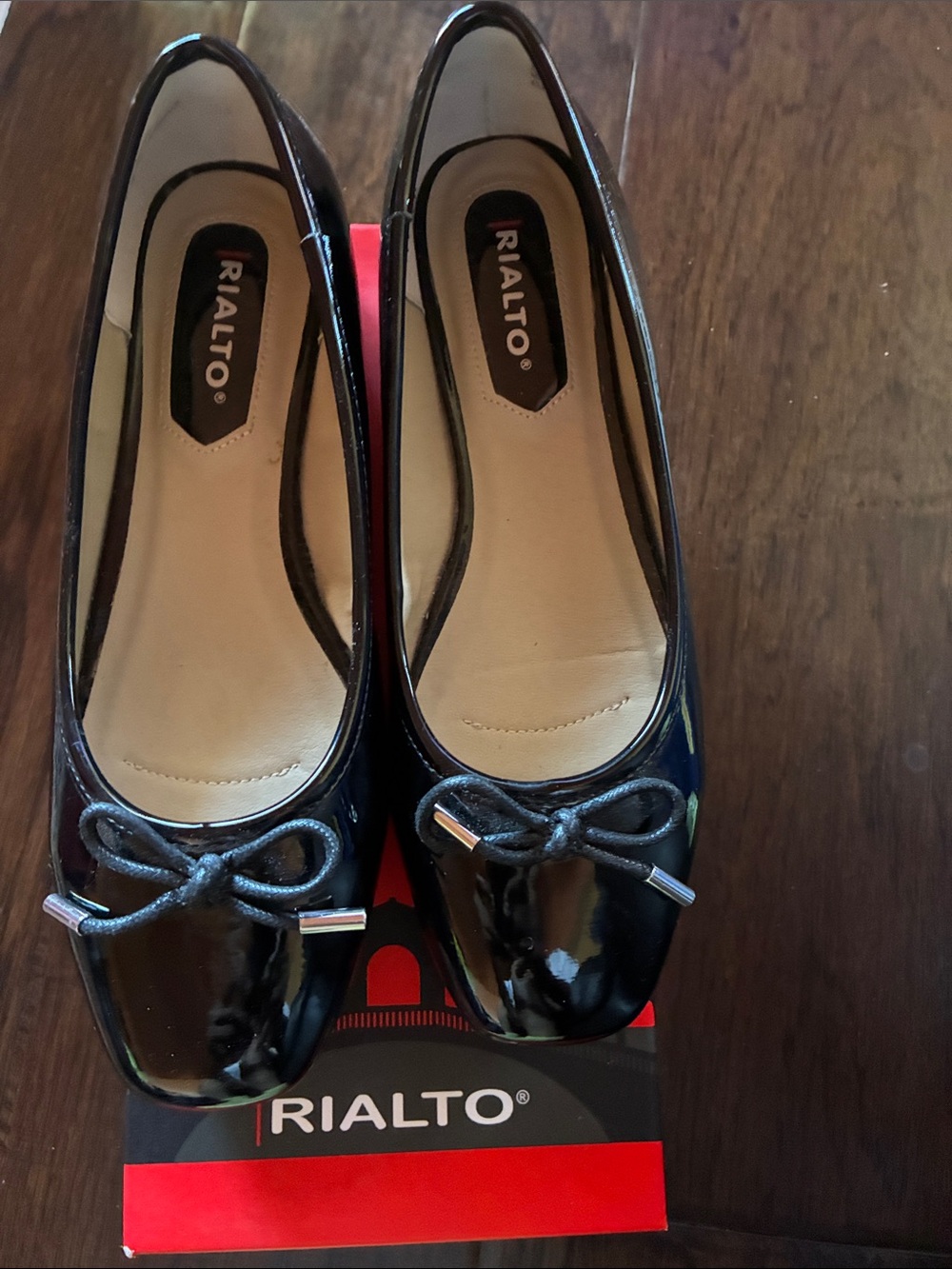 Rialto Black Patent Bow Ballet Flats
